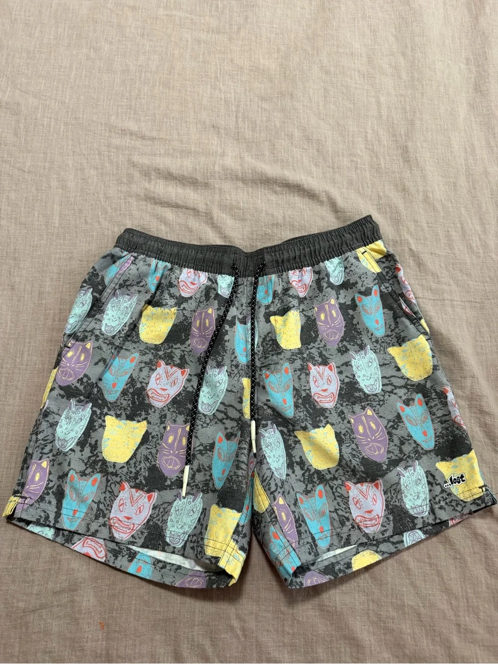 Lost Surfboards Swim Trunks All-over Print Masks Size Small Men’s Summer Beach